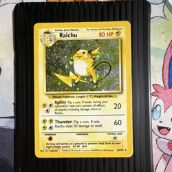 Raichu Base Set 14/102 Holo Rare 80 HP Stage 1 English Unlimited 1999 - Image 1
