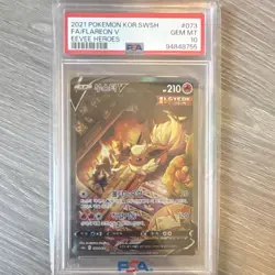 Pokemon Flareon V 073 Eevee Heroes Secret Rare Full Art Holo PSA 10 Korean - Image 1