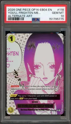 One Piece CCG You'll Frighten Me… Alternate Art OP14-118 PSA 10 Gem Mint - Image 1