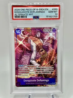 One Piece Donquixote Doflamingo - OP14-069 (Alternate Art) PSA 10 ENGLISH - Image 1