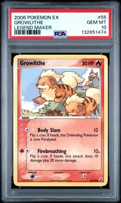 2006 Pokemon EX Legend Maker # 55 Growlithe PSA 10 Card GEM MINT! Low Pop! - Image 1