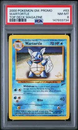 2000 POKEMON GAME PROMO TOP DECK MAGAZINE #63 WARTORTLE PSA 8 - Image 1