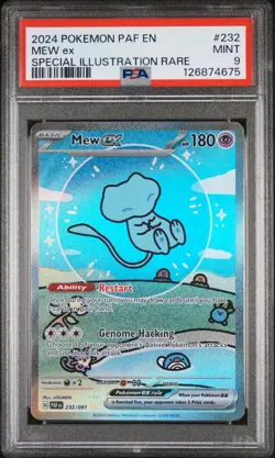 2024 POKEMON PAF EN-PALDEAN FATES SPECIAL ILLUSTRATION RARE #232 MEW EX PSA 9 - Image 1
