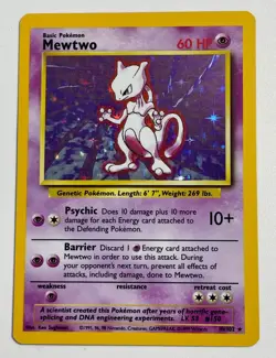 ***** Pokemon TCG WOTC Mewtwo Holo Rare 10/102 English Unlimited LP - Image 1