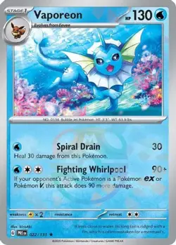 Vaporeon (Master Ball Pattern) 022/131 R Prismatic Evolutions NM/M Pokemon - Image 4