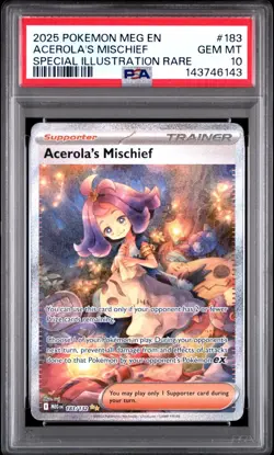 PSA 10 ACEROLA'S MISCHIEF 183/132 SIR MEGA EVOLUTION POKEMON 😍 - Image 1