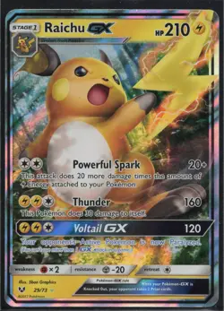 Raichu GX 29/73 Holo GX Rare Shining Legends Pokemon Lightly Played - Image 1