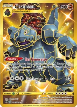 Pokemon TCG Coalossal (Secret) Holo Secret Rare SWSH03: Darkness Ablaze 198/189 - Image 1