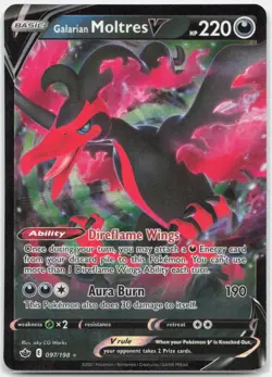 Galarian Moltres V 097/198 Holo V Rare Chilling Reign Pokemon Near Mint - Image 1