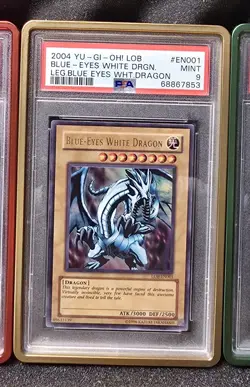 Yu-Gi-Oh! PSA Lot 2 EN PRINT: Blue-Eyes LOB-EN001 9, Magic Cyl 10 LON-EN104 - Image 1