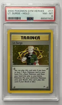 2000 Pokemon Gym Heroes #17 Lt. Surge Holo Trainer PSA 8 NM-MT Vintage WOTC Rare - Image 1