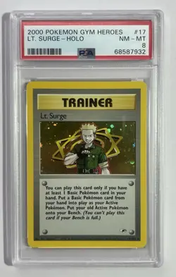 2000 Pokemon Gym Heroes #17 Lt. Surge Holo Trainer PSA 8 NM-MT Vintage WOTC Rare - Image 3