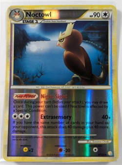 Pokemon TCG Noctowl Heartgold Soulsilver 8/123 Reverse Holo Rare MP - Image 1