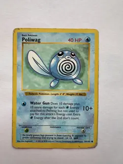 Poliwag 059/102 Base Set (Shadowless) Pokemon Damaged/HP - Image 1
