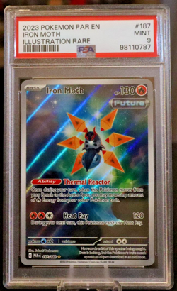 2023 POKEMON PAR EN-PARADOX RIFT ILLUSTRATION RARE #187 IRON MOTH PSA 9 - Image 1