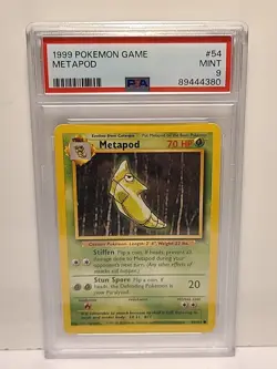 1999 POKEMON GAME Base Set 70 Hp METAPOD #54 /102 PSA 9 MINT - Image 1