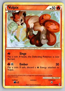 Vulpix 75/95 Common Call of Legends Pokemon Moderately Played - Image 1