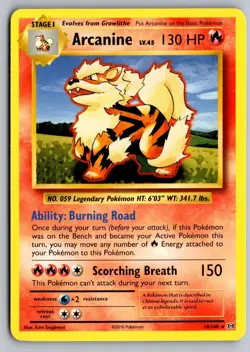 Arcanine 18/108 Rare Evolutions Pokemon Lightly Played - Image 1