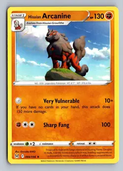 Hisuian Arcanine 84/196 Rare Deck Exclusives Pokemon Near Mint - Image 1