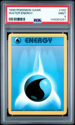 1999 POKEMON BASE SET UNLIMITED #102 WATER ENERGY PSA 9 - Image 1