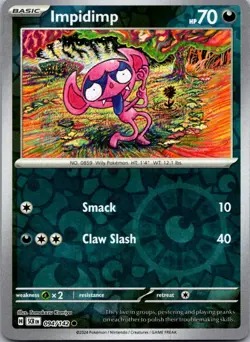 Impidimp 94/142 Common Stellar Crown Pokemon Reverse Holo Near Mint - Image 1