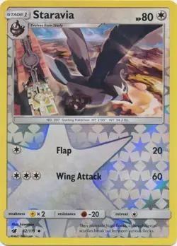Pokemon REVERSE HOLO STARAVIA Crimson Invasion 82/111 NM/Mint PACK FRESH - Image 1