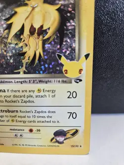 Pokemon Rocket’s Zapdos Celebrations 25th Anniversary Holo 15/132 Rare - Image 3