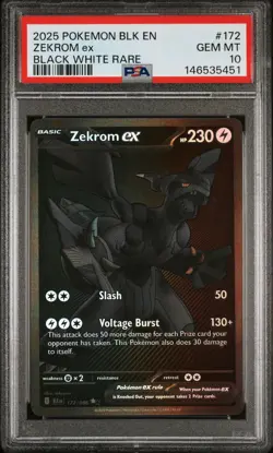 2025 POKEMON BLK EN-BLACK BOLT BLACK WHITE RARE #172 ZEKROM EX PSA 10 - Image 1