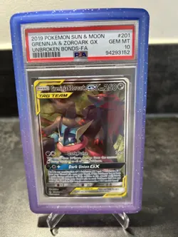 Pokemon TCG Greninja & Zoroark Tag Team GX Unbroken Bonds 201/214 Psa 10 - Image 1