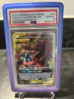 Pokemon TCG Greninja & Zoroark Tag Team GX Unbroken Bonds 201/214 Psa 10 - Image 2