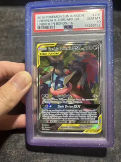 Pokemon TCG Greninja & Zoroark Tag Team GX Unbroken Bonds 201/214 Psa 10 - Image 3