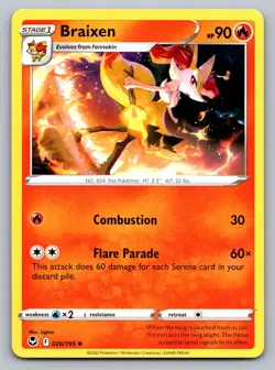 Pokemon TCG SWSH12: Silver Tempest Braixen 026/195 - Image 1