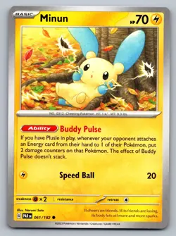 Pokemon TCG SV04: Paradox Rift Minun 061/182 - Image 1