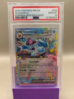 PSA 10 GEM Mint - Glaceon Ex #026 Pokemon Prismatic Evolution Surprise Box Exclu - Image 1