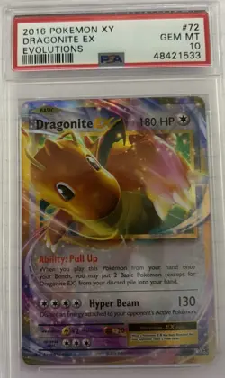 Pokemon TCG Dragonite EX 72/108 Evolutions Holo English PSA 10 - Image 1