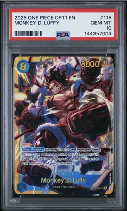 2025 ONE PIECE OP11-A FIST OF DIVINE SPEED #118 MONKEY D. LUFFY PSA 10 - Image 1