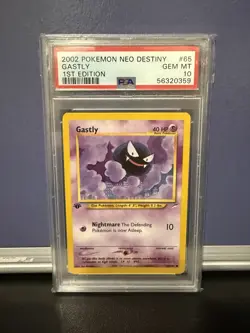 2002 Pokemon Neo Destiny 1st Edition Gastly Card PSA 10 Gem MT 65/105 - Image 1