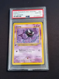 PSA 10 GEM MINT 2002 Pokemon Neo Destiny 1st Edition Gastly #65/105 Common Card - Image 1