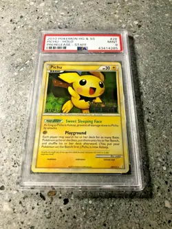Pokemon TCG STAFF Prerelease Pichu 28/123 HGSS Heart Gold Soul Silver PSA 9 MINT - Image 1