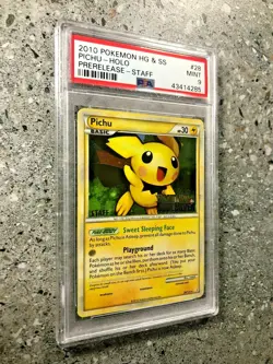 Pokemon TCG STAFF Prerelease Pichu 28/123 HGSS Heart Gold Soul Silver PSA 9 MINT - Image 3