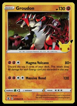 GROUDON 017/025 RARE CELEBRATIONS POKEMON HOLO NM - Image 1