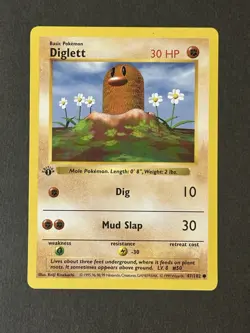 Pokemon TCG -Diglett 47/102 1st Edition Base Set Shadowless 1999 NM - Image 1
