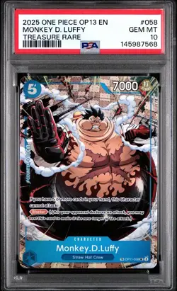 2025 ONE PIECE OP13-CARRYING ON HIS WILL TREASURE RARE MONKEY D. LUFFY PSA 10 - Image 1