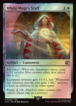 MTG Magic FIN Final Fantasy - 1x FOIL EN NM 0042 C White Mage's Staff - Image 1