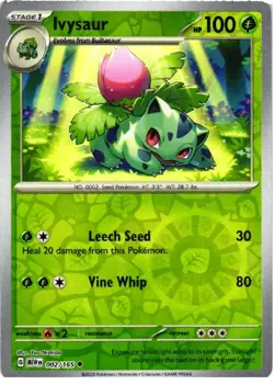 Ivysaur 002/165 Uncommon 151 Pokemon Reverse Holo Near Mint - Image 1