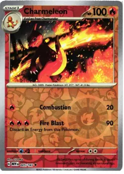 Charmeleon 005/165 Uncommon 151 Pokemon Reverse Holo Near Mint - Image 1