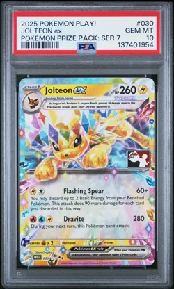 Jolteon Ex #030 2025 Pokemon Play! Pokemon Prize Pack: Series 7 PSA 10 250001 - Image 1