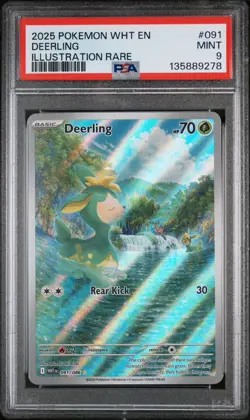 2025 POKEMON WHT EN-WHITE FLARE 091 DEERLING ILLUSTRATION RARE PSA 9 - Image 1