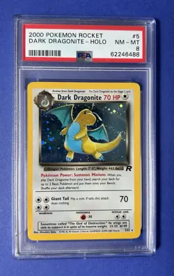 2000 Pokemon Rocket Dark Dragonite Holo #5 PSA 8 NM-MT - Image 1