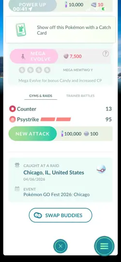 Pokemon Go Shiny Legendary Mewtwo ( Chicago Background) ( High CP ) - Image 2